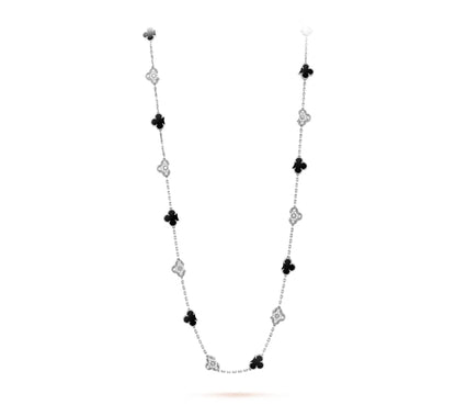 Clover Leaf Long Necklace,925 Silver, 18k Gold Plated,20 Motifs