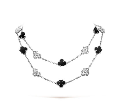 Clover Leaf Long Necklace,925 Silver, 18k Gold Plated,20 Motifs