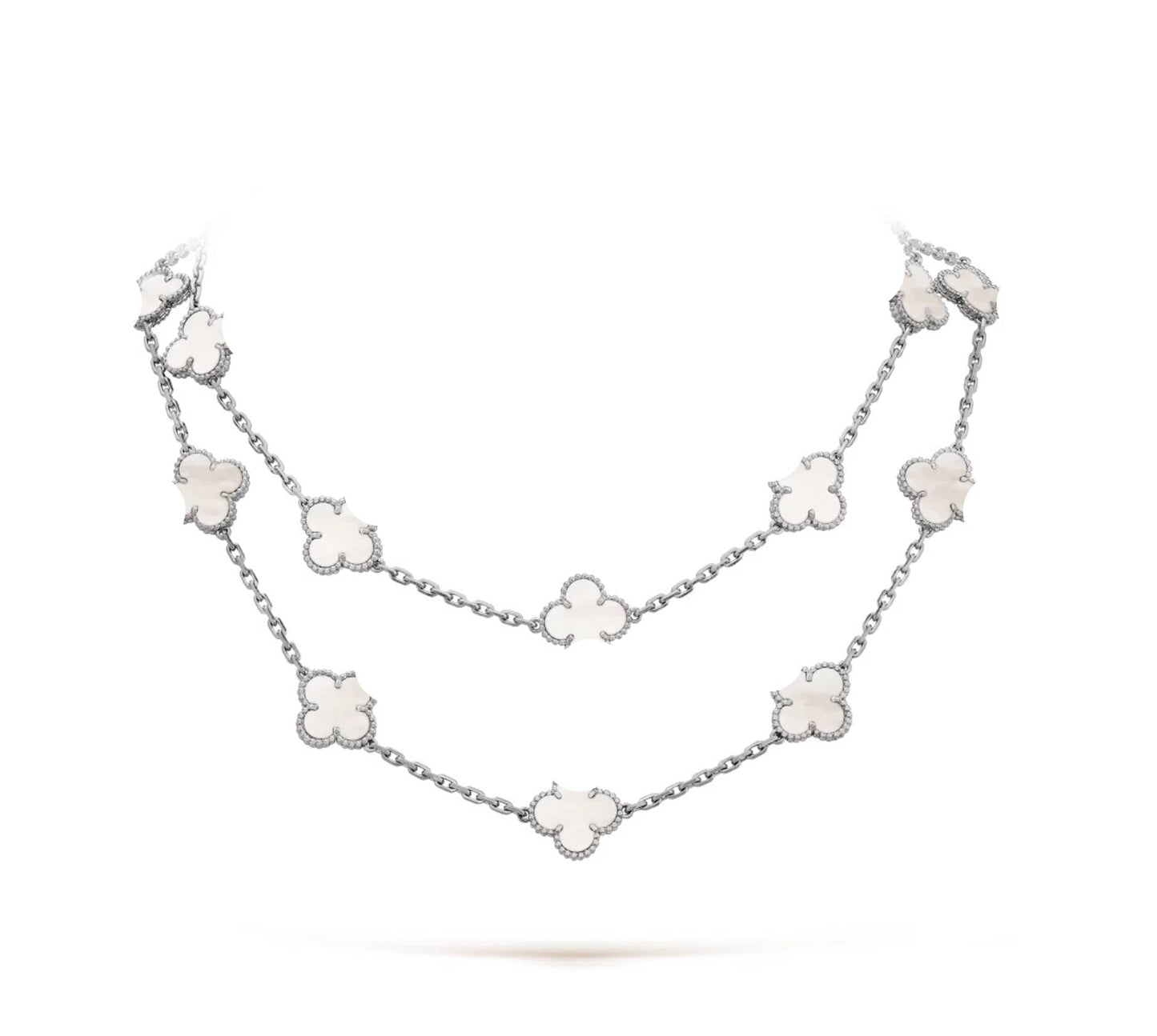 Clover Leaf Long Necklace,925 Silver, 18k Gold Plated,20 Motifs