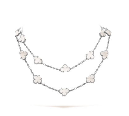 Clover Leaf Long Necklace,925 Silver, 18k Gold Plated,20 Motifs