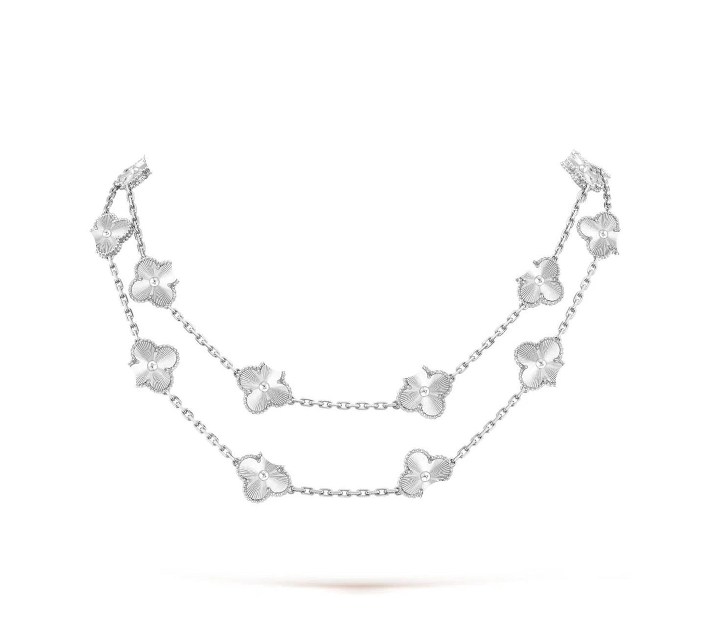 Clover Leaf Long Necklace,925 Silver, 18k Gold Plated,20 Motifs
