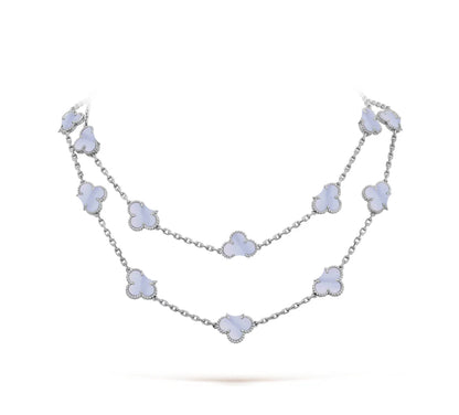 Clover Leaf Long Necklace,925 Silver, 18k Gold Plated,20 Motifs