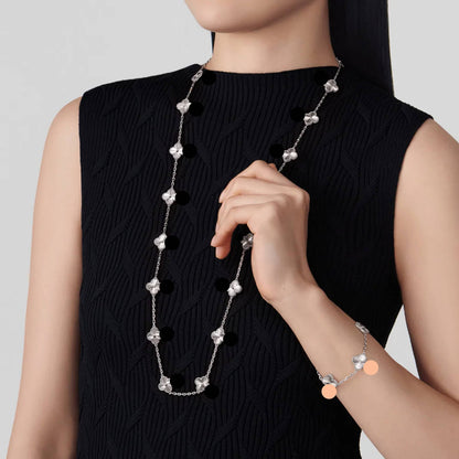 Clover Leaf Long Necklace,925 Silver, 18k Gold Plated,20 Motifs