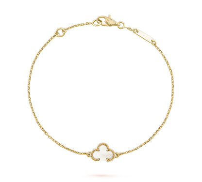 Sweet Clover Bracelet 925 Silver, 18k Gold Plated, 1 Motif