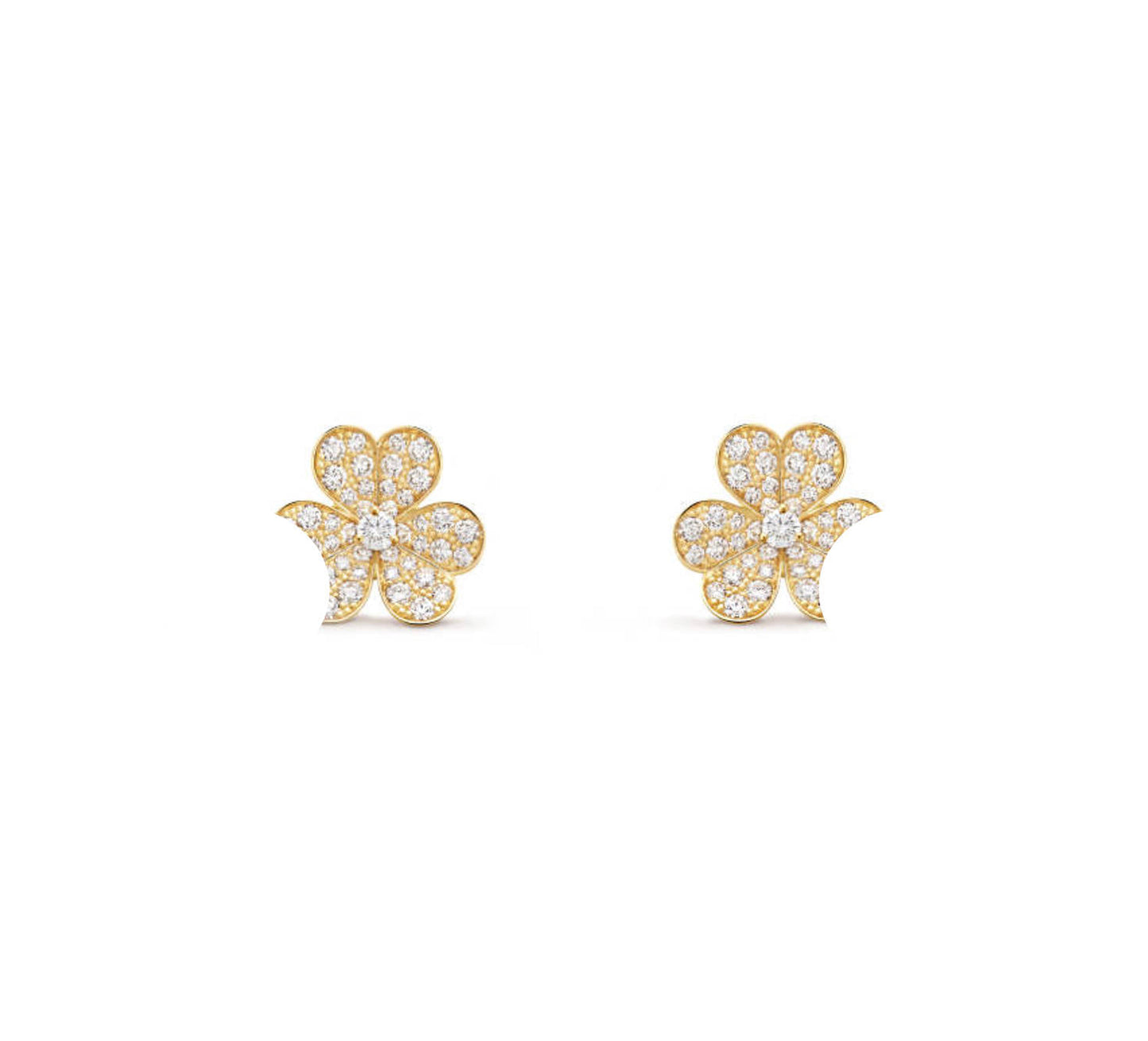 Frivole Small Earrings, Clover Leaf Earstuds, 925 Silver, 18k Gold Plated