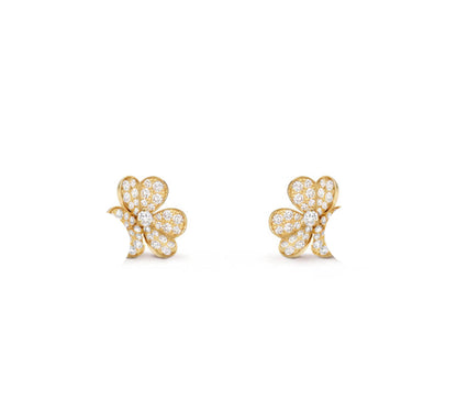 Frivole Small Earrings, Clover Leaf Earstuds, 925 Silver, 18k Gold Plated