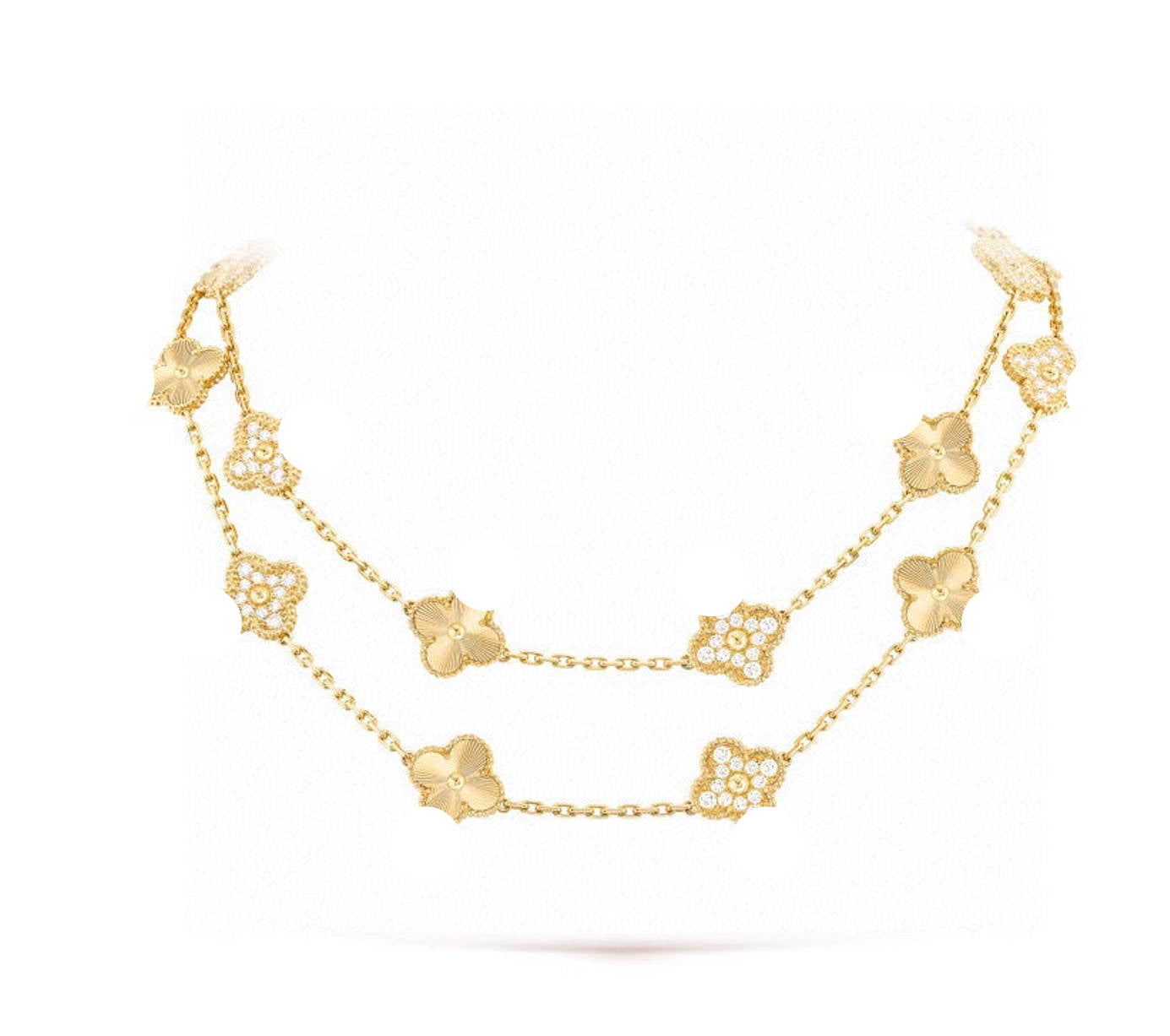 Clover Leaf Long Necklace,925 Silver, 18k Gold Plated,20 Motifs