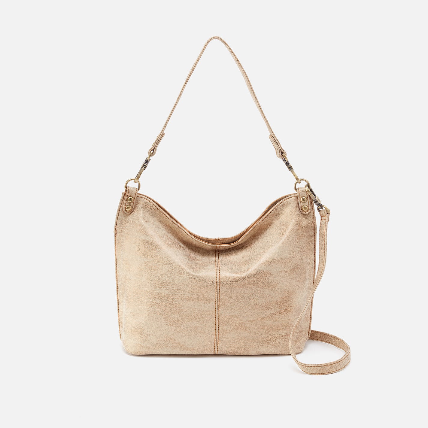 Women's Pier Shoulder Bag in Metallic Leather - Gold Leaf