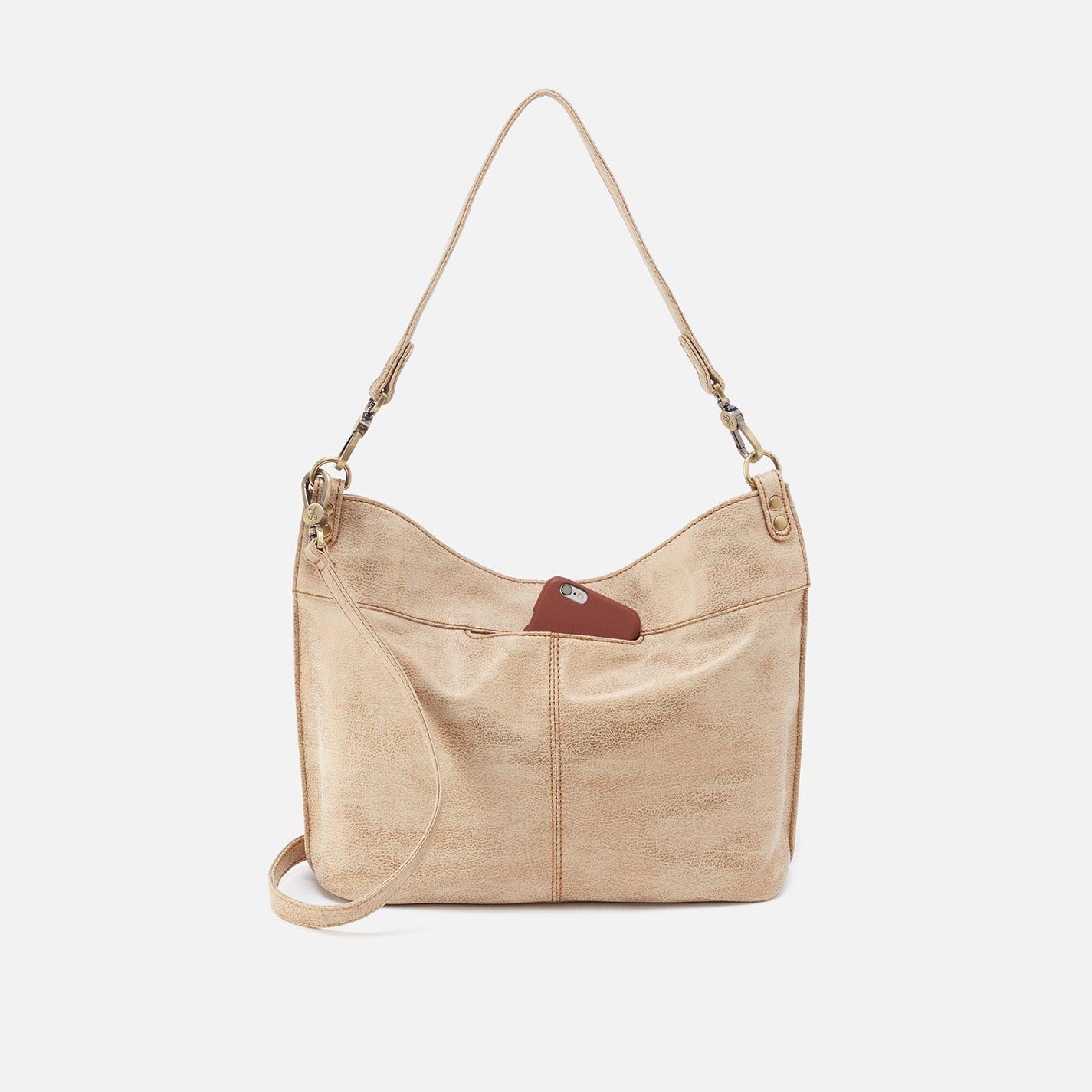 Women's Pier Shoulder Bag in Metallic Leather - Gold Leaf