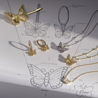 Wanderlust Studio Designer Butterfly Rainbow & Silver Necklace