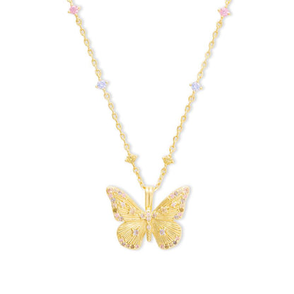 Wanderlust Studio Designer Collection Butterfly Rainbow & 18K Gold Plated Necklace