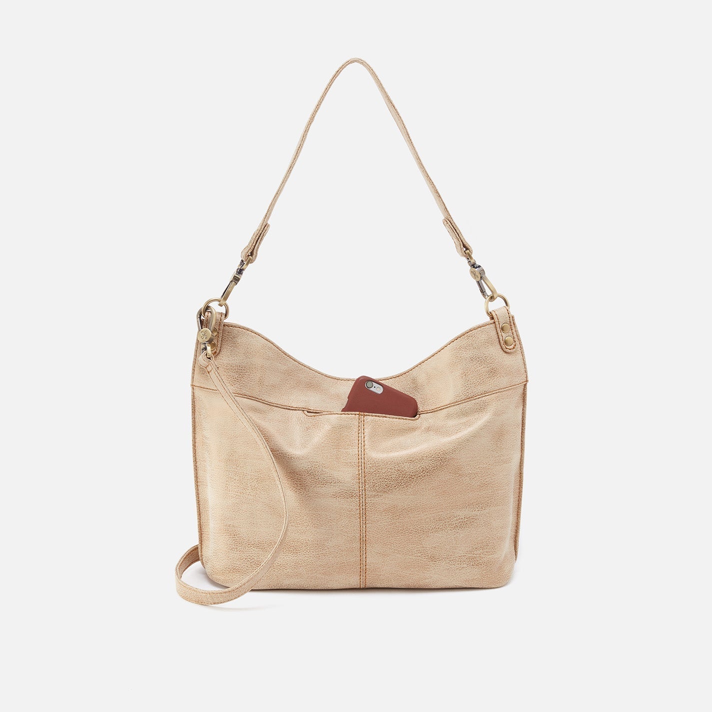Women's Pier Shoulder Bag in Metallic Leather - Gold Leaf