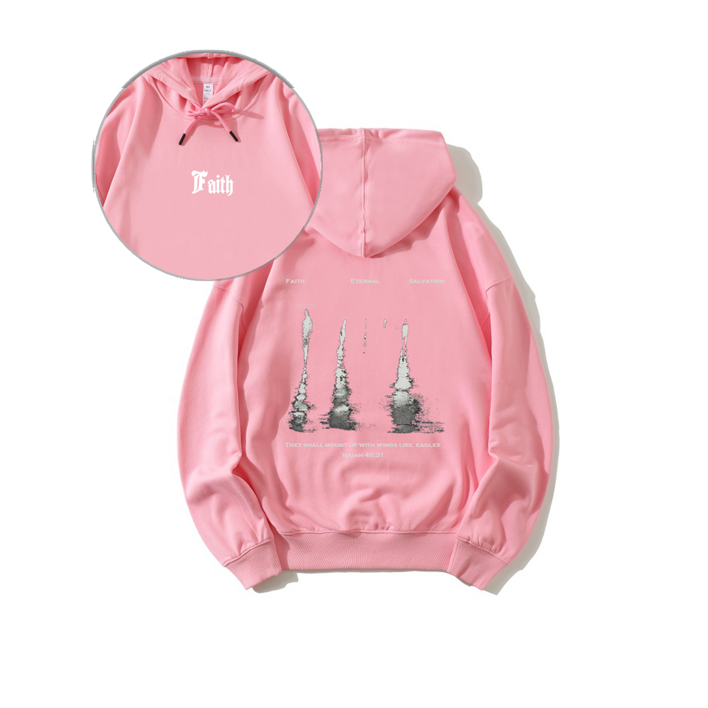 Christian Hoodie for Men & Women | Faith Eternal Salvation Graphic Pullover | Isaiah 40:31 Bible Verse Hoodie