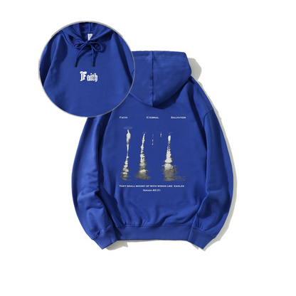 Christian Hoodie for Men & Women | Faith Eternal Salvation Graphic Pullover | Isaiah 40:31 Bible Verse Hoodie
