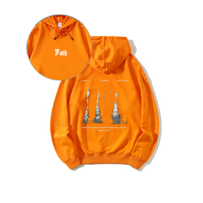 Christian Hoodie for Men & Women | Faith Eternal Salvation Graphic Pullover | Isaiah 40:31 Bible Verse Hoodie