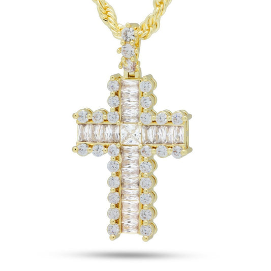 Crowned Ice Icy Cross Necklace