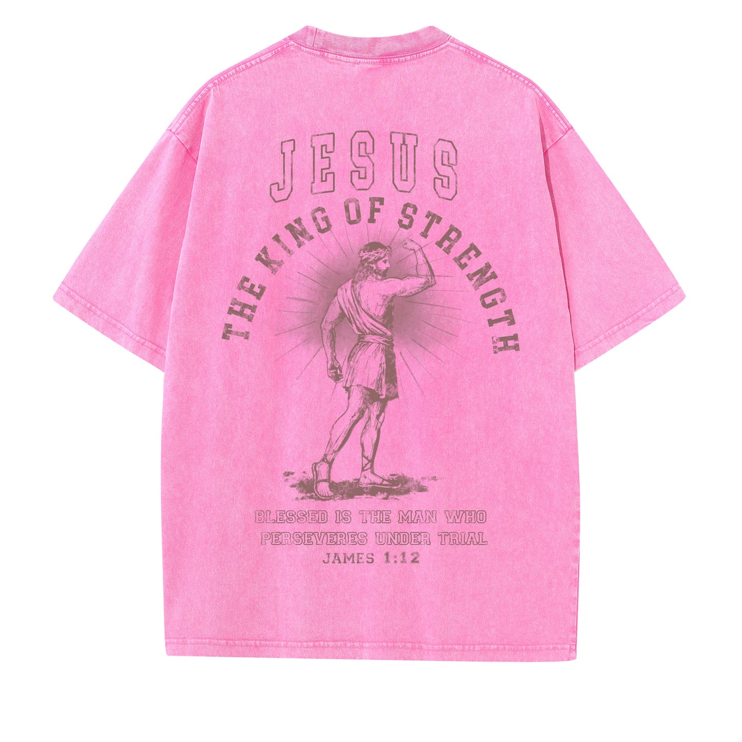 Christian Washed T-Shirt | Jesus The King of Strength