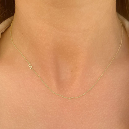 14K Gold Plating Asymmetrical Initial Necklace