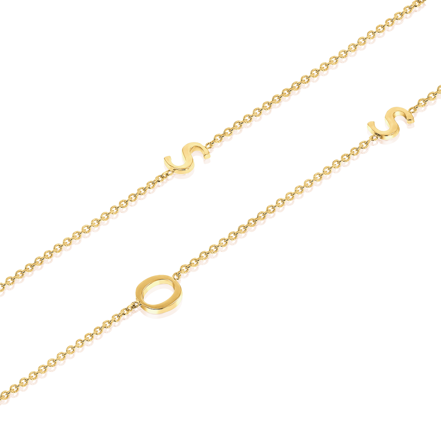 14K Gold Plating Asymmetrical Initial Necklace