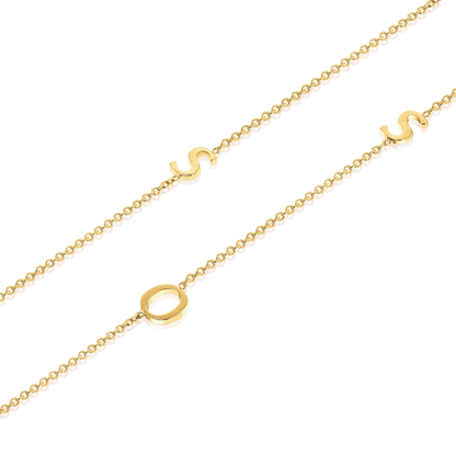 14K Gold Plating Asymmetrical Initial Necklace