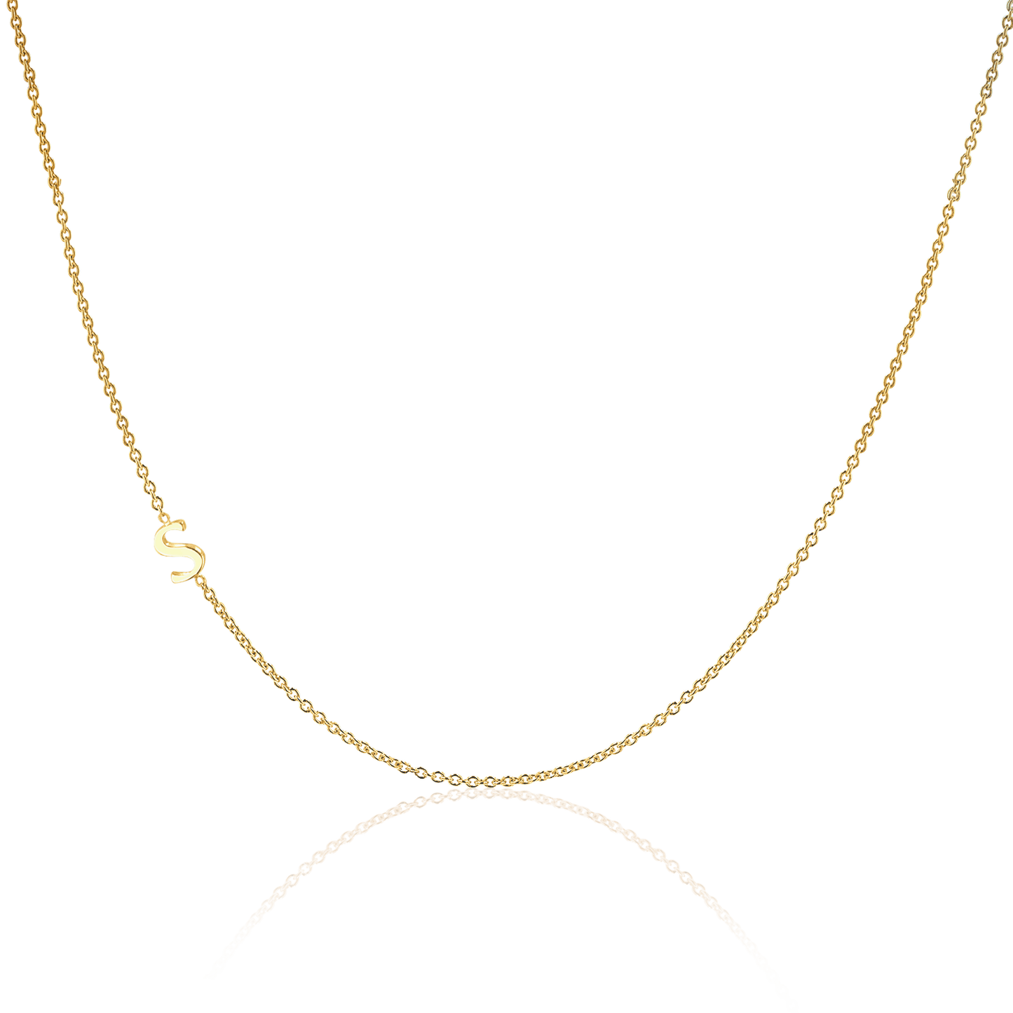 14K Gold Plating Asymmetrical Initial Necklace